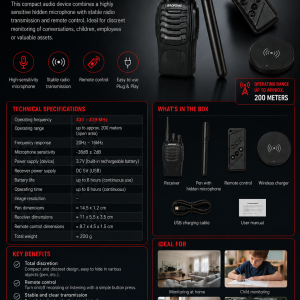 Spy Pen microphone with remote control and receiver
